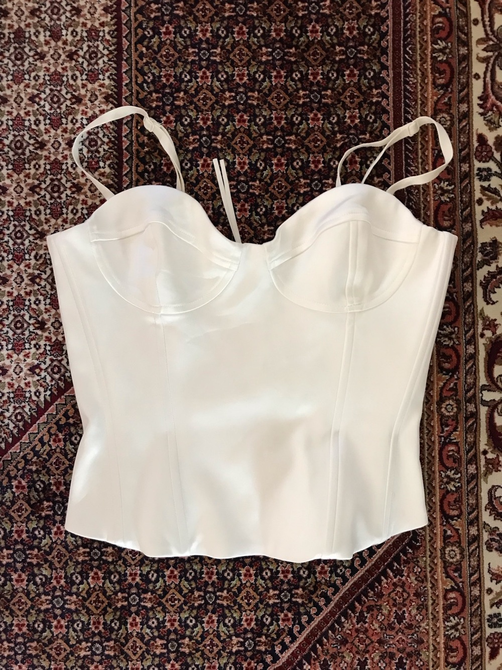 Aritzia Cream Satin Bustier Camisole with Straps